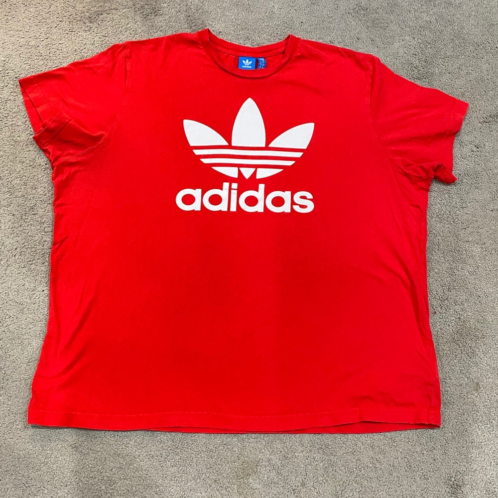 ADIDAS red t-shirt white logo
